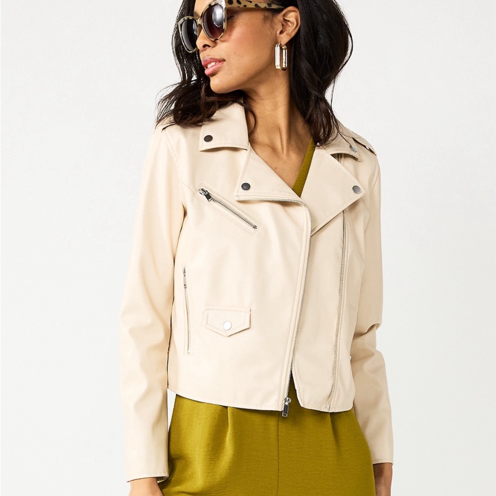 NWOT Nine West Beige Leather Jacket